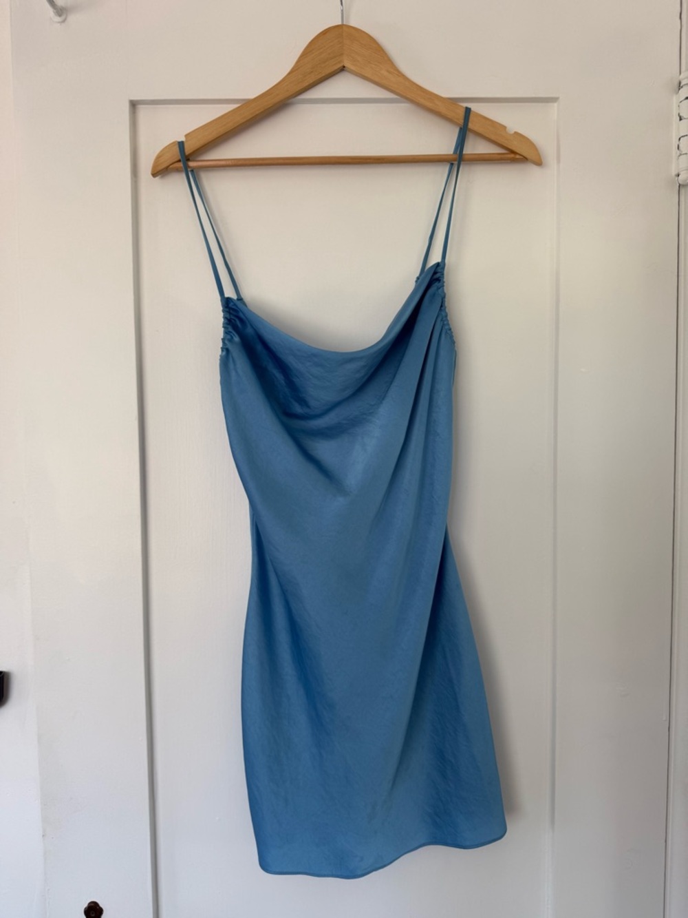 Aritzia Light Blue Satin Mini Slip Dress - Picture 3 of 4